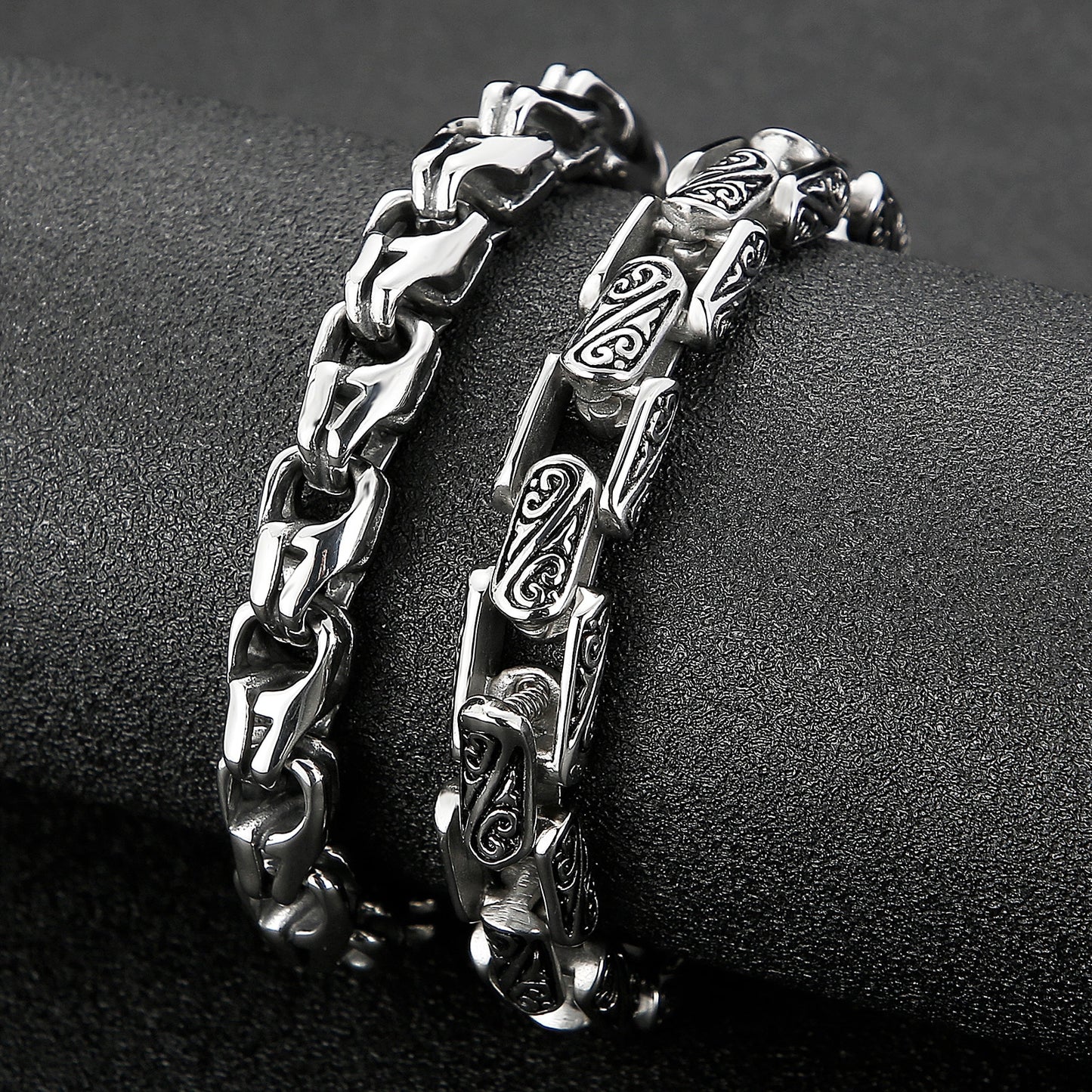 Trendy Charm Bangle Men Stainless Steel Bracelet Link Chain Punk Rock Fashion Carving  Jewelry