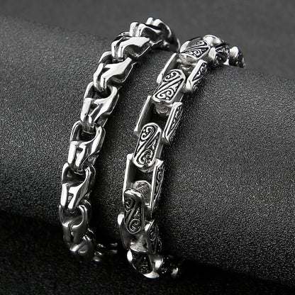 Trendy Charm Bangle Men Stainless Steel Bracelet Link Chain Punk Rock Fashion Carving  Jewelry