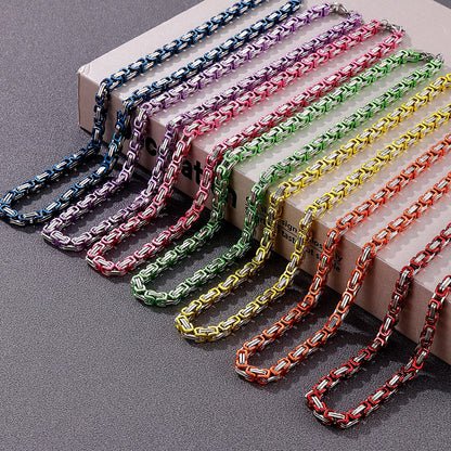 7 Rainbow Color Tone Byzantine Necklace