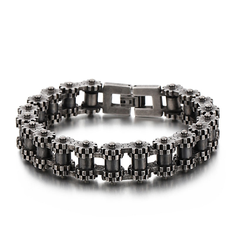 Gothic Gunmetal Biker Chain Steel Bracelet