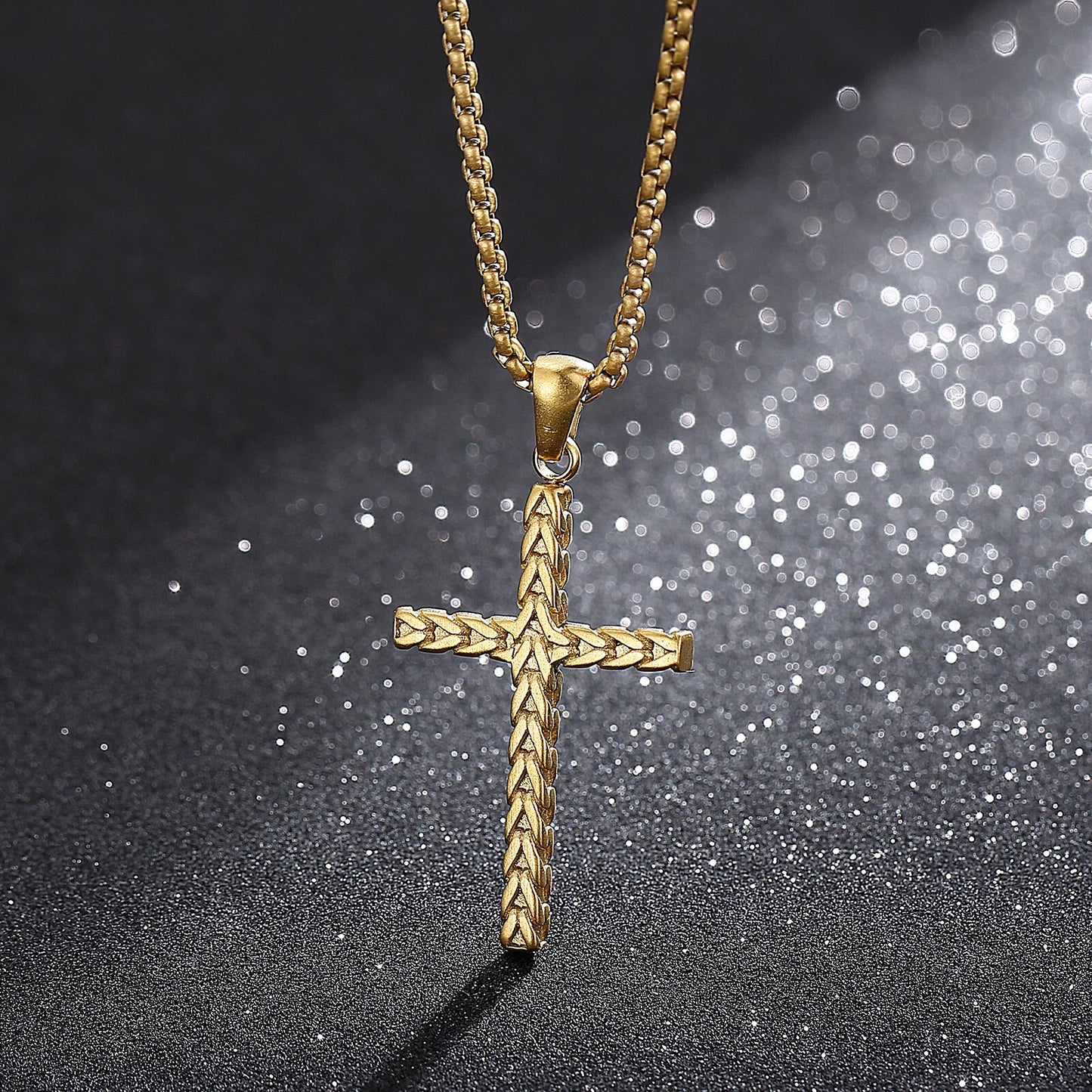 Wovn Metal Minimalist Cross Mens Pendant Necklace