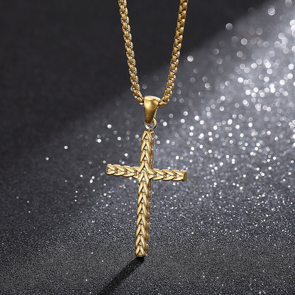 Wovn Metal Minimalist Cross Mens Pendant Necklace