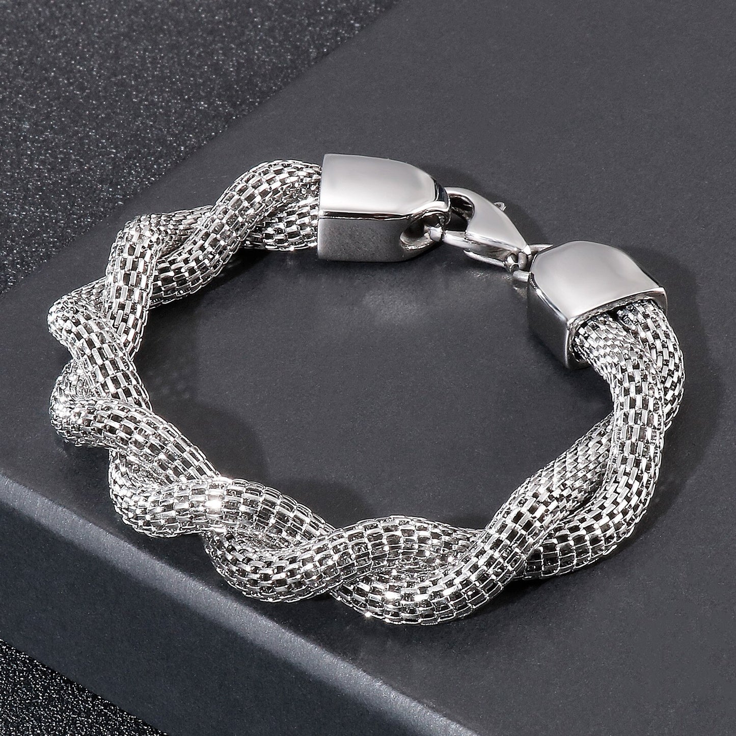 Snake Double Link Chain Stainless Steel Braided Bracelet