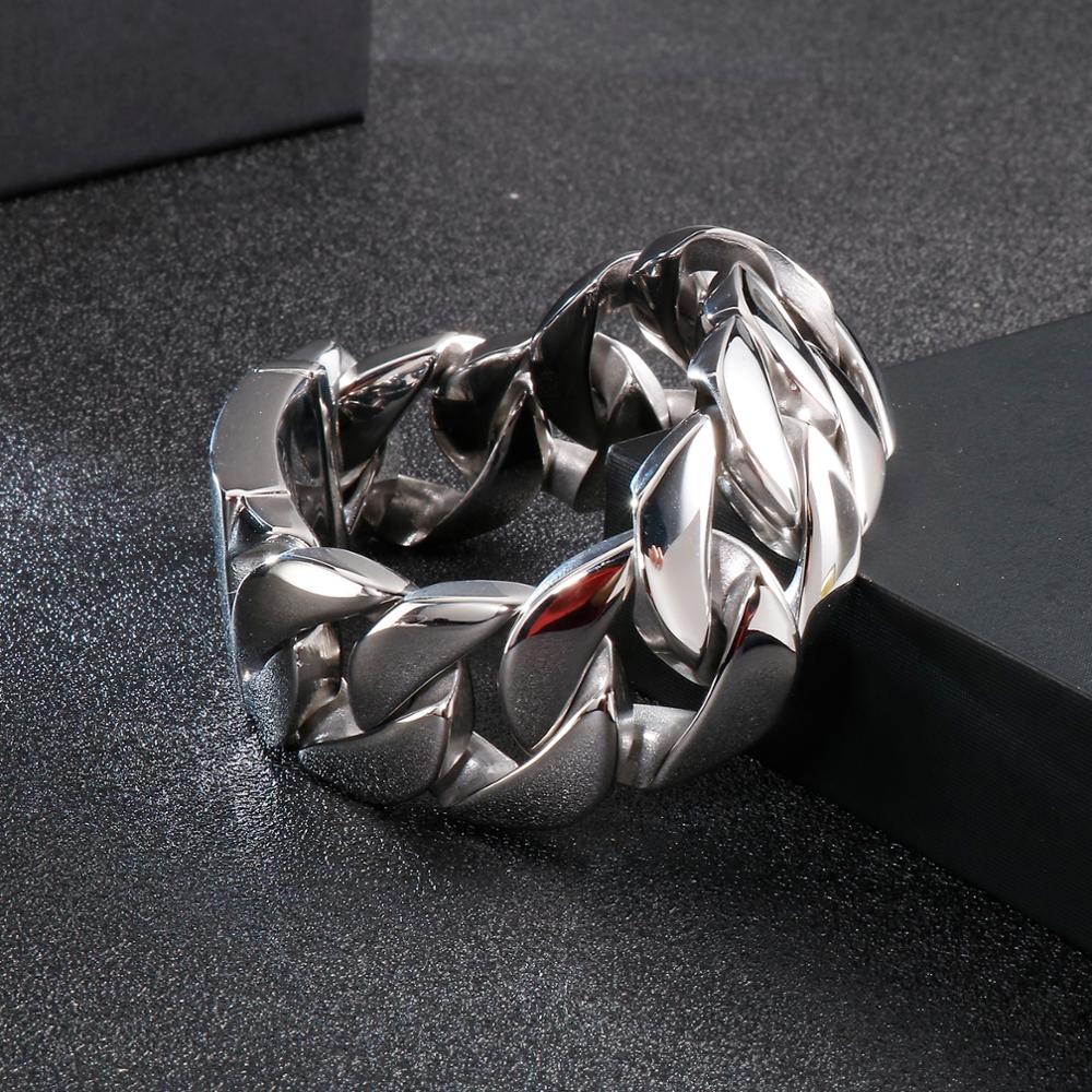 High Polish Super Huge Steel Cuban Chain Bracelet