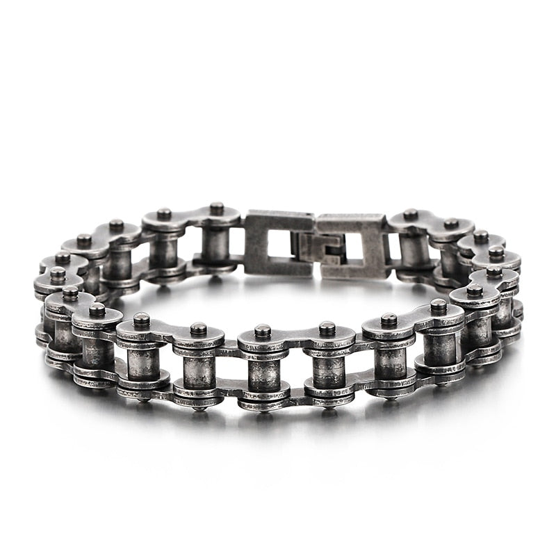 Gothic Gunmetal Biker Chain Steel Bracelet