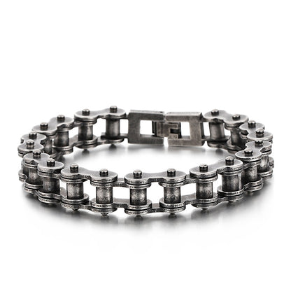 Gothic Gunmetal Biker Chain Steel Bracelet