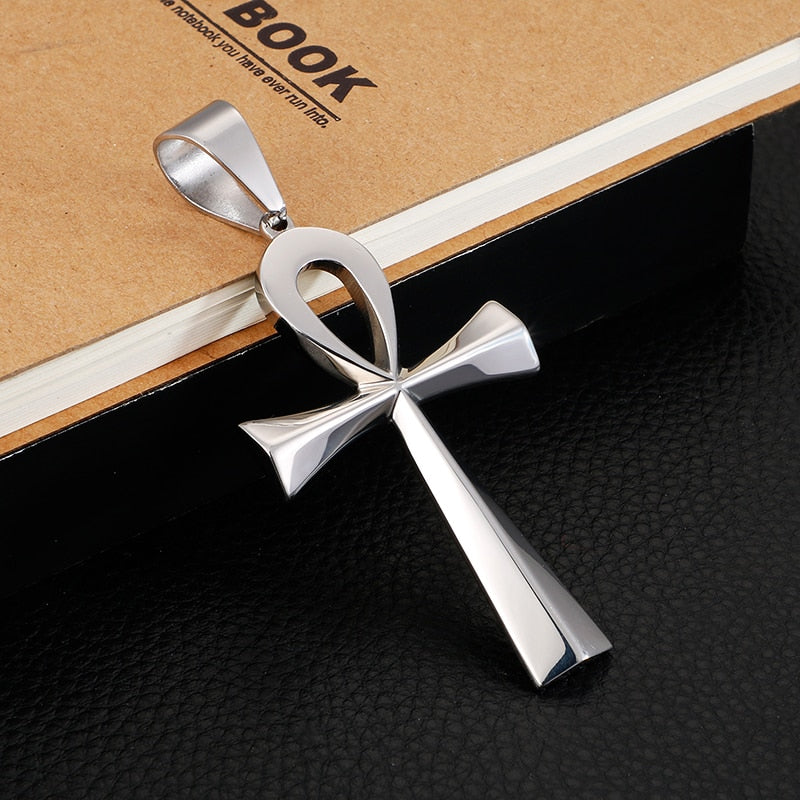 Modern Ankh Pendant Only in Steel and Gold