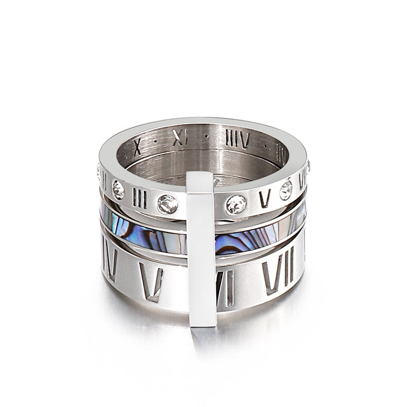 Roman Numerals Stacked Ring Set