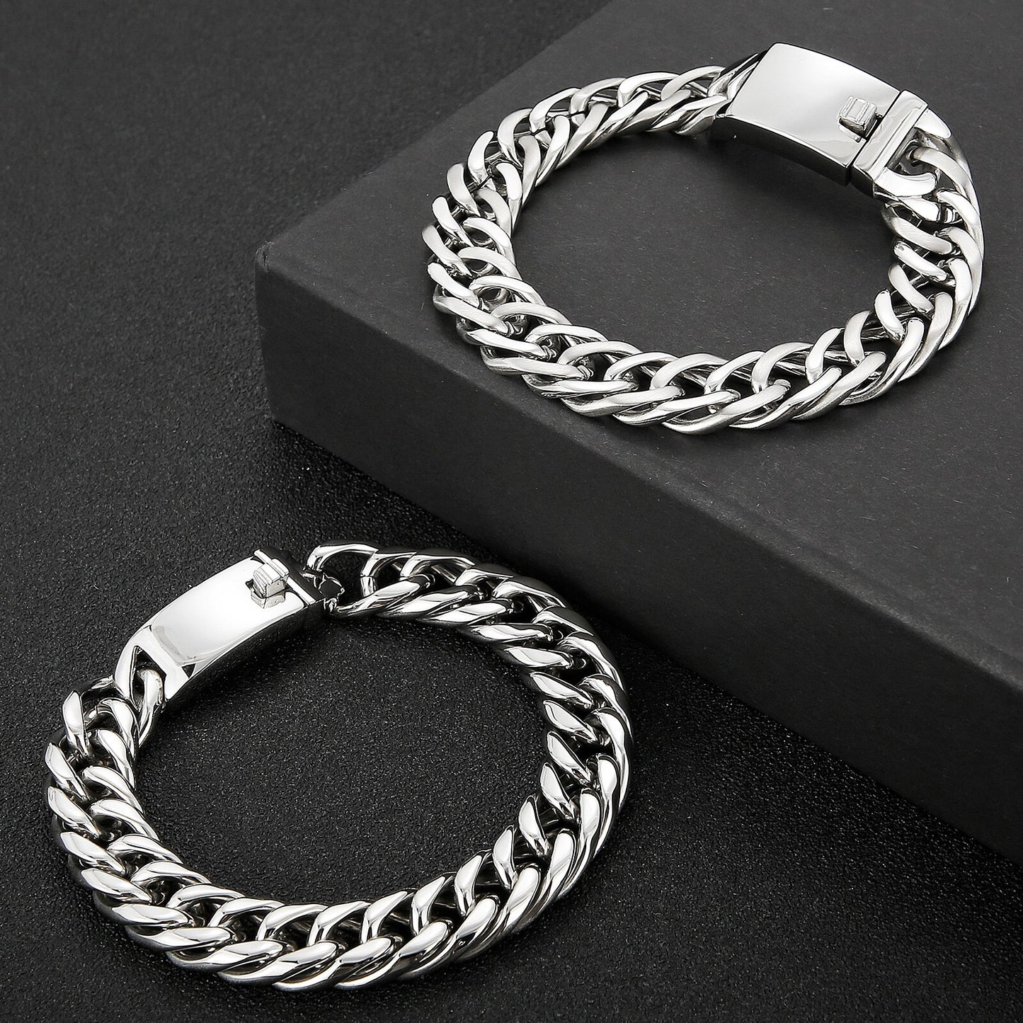 Men Simple Elegant Original Classic Polishing Chain Bracelet Shiny Design Fashion Retro Punk Jewelry