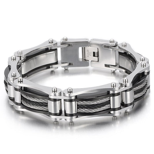 Punk Rock Wristband Biker Men Bracelet Stainless Steel Trendy Bicycle Chain Charm Bangle Male Jewelry