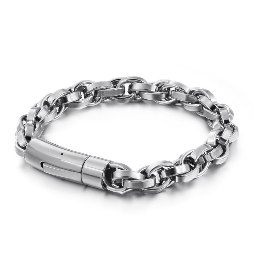 Retro Link Chain Men Bracelet Vintage Stainless Steel Black Bracelets Punk Man Friends Gift Jewelry