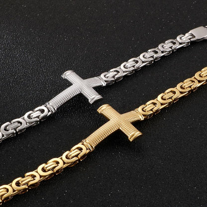 Square Cuban Cross Link Chain Bracelet Men Black Punk Charm Personalised Bracelets Jewelry