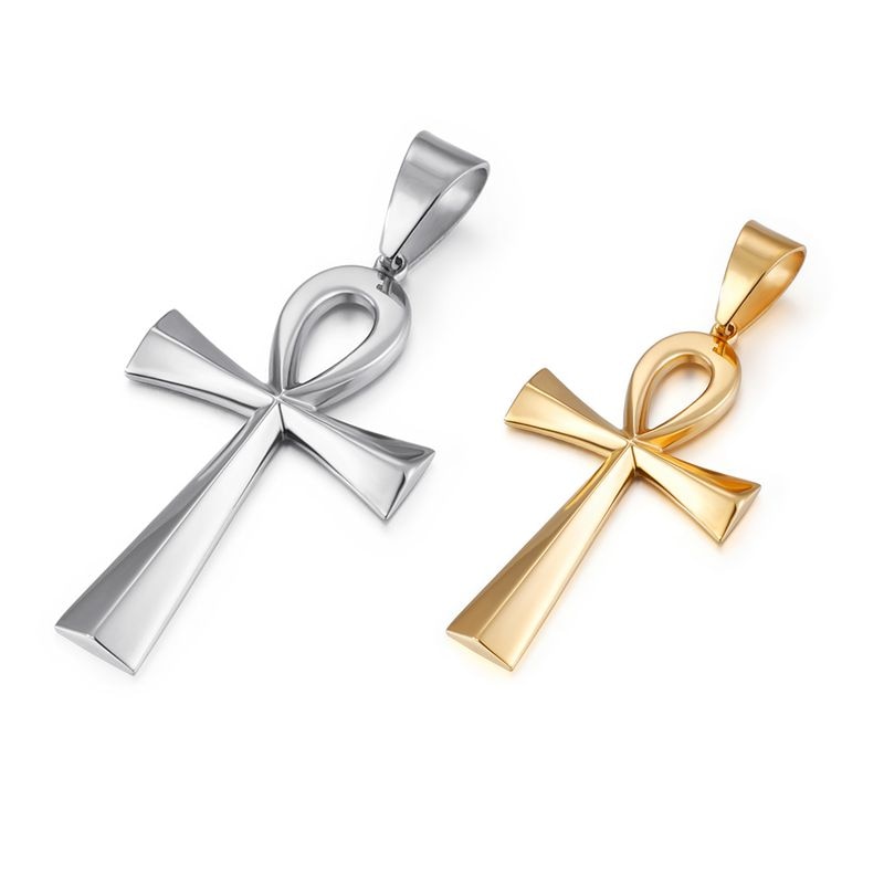 Modern Ankh Pendant Only in Steel and Gold