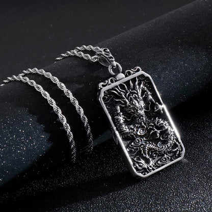 Eastern Dragons of the Winds Dog Tag Pendant Necklace