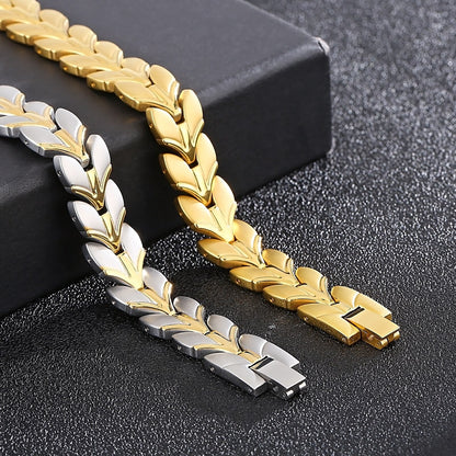 Magnetic Bracelets for Men Titanium Steel Therapy Health Chain Bracelet with Unique Line Charm Fashion Jewelry