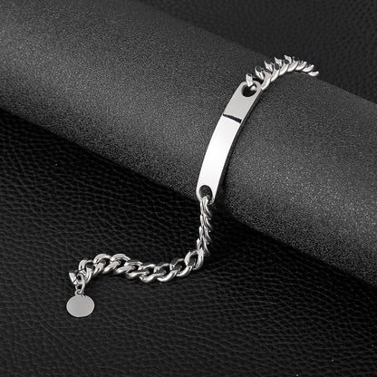 Engraving Bar Bold Cuban Link Bracelet