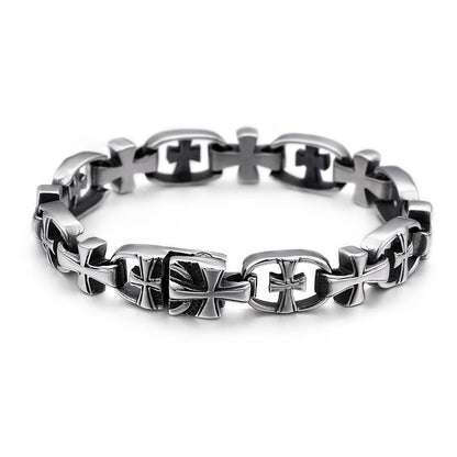 Maletese Cross Steel Cross Chain Bracelet