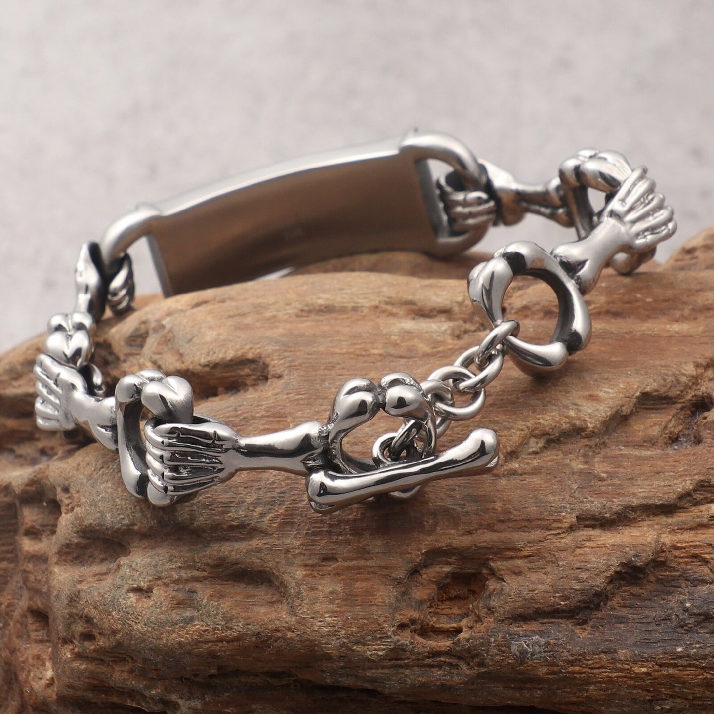 Skeleton Bracelet Men Stainlessl Steel Punk Retro viking Bracelets Bangles Mens Fashion Jewelry