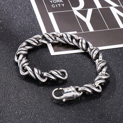 Irregular Link Chain Man Bracelet High Quality Shiny Stainless Steel Silver Color Special Designer Mens Jewelry