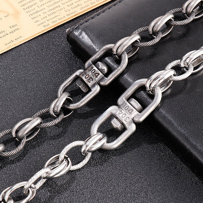 Punk Round Link Chain Cuff Men Bracelet Vintage Stainless Steel Big Clasp Charm Rock Fashion Jewelry