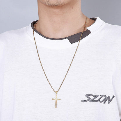Wovn Metal Minimalist Cross Mens Pendant Necklace