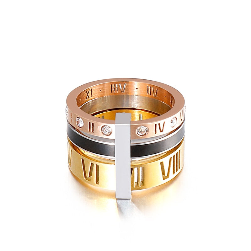 Roman Numerals Stacked Ring Set