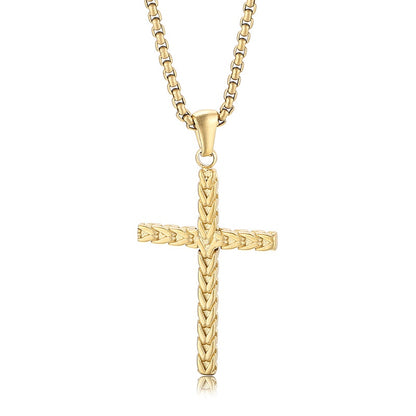 Wovn Metal Minimalist Cross Mens Pendant Necklace