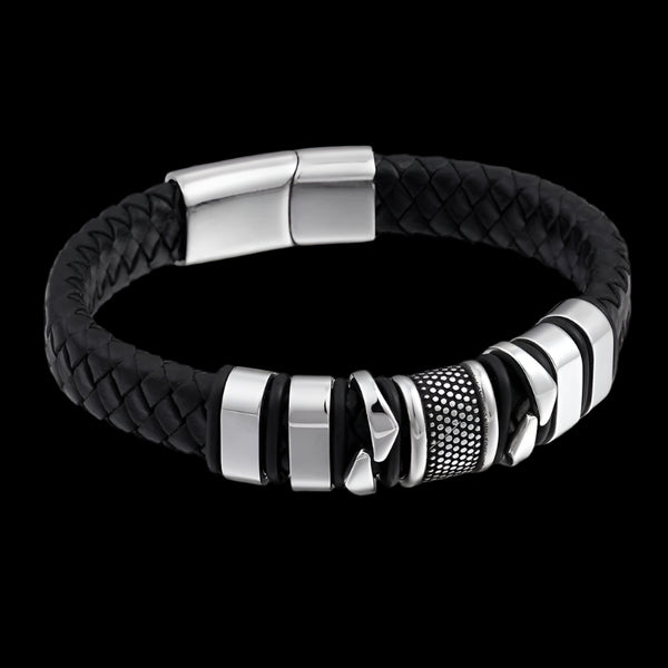 Steel Bite Leather Men's Bracelet