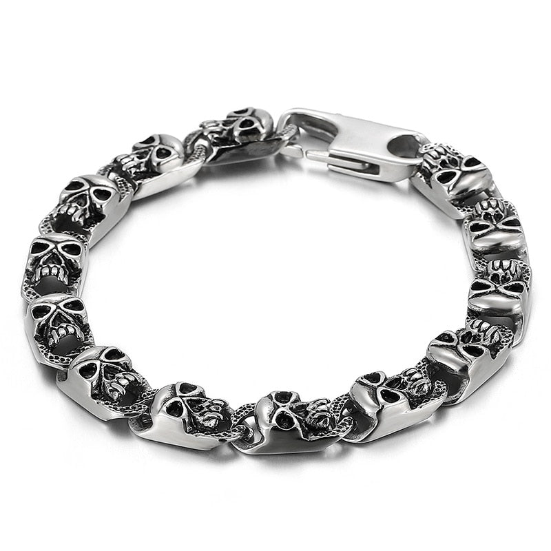 Men Vine Skull Overlapping Pattern Darkness Jewelry Carving Shiny Design Fashion Traditional Retro Punk Bracelet