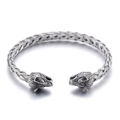 Modern Wolf Bangle Woven Steel Wolf Bangle Bracelet