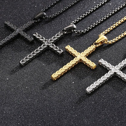 Wovn Metal Minimalist Cross Mens Pendant Necklace