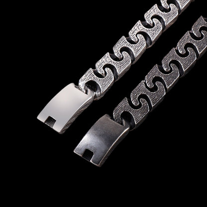 Hook Link Mens Gunmetal Steel Bracelet