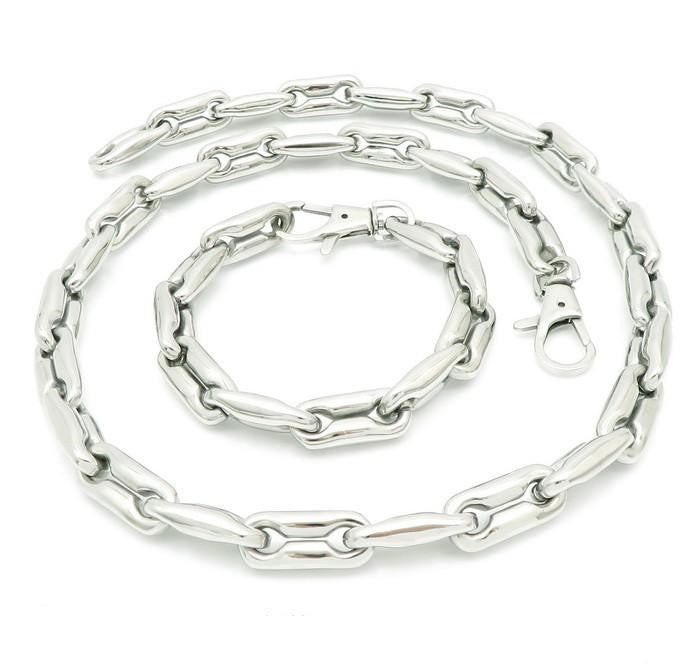 Special Link Chain Men Women Jewelry Set Shiny Punk Hip Hop Stainless Steel Polished Lover's Gift