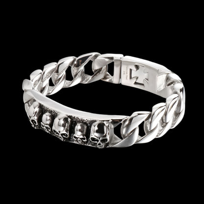 King's Conquered Skulls Cuban Link Mens Bracelet