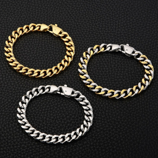 Medium Gauge Cuban Chain Link Mens Bracelet
