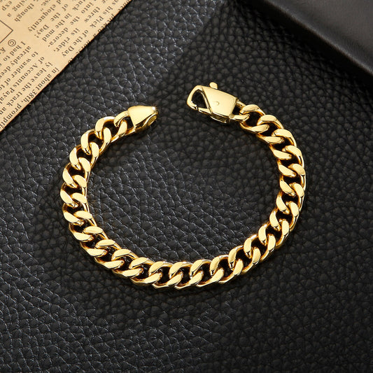 Medium Gauge Cuban Chain Link Mens Bracelet