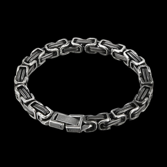 Mens Geometric Link Steel Bracelet