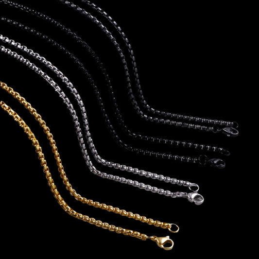 Micro Link Titanium Steel Box Chain Necklace