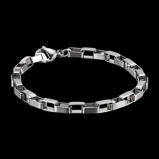 Modern Minimalist Square Link Mens Bracelet