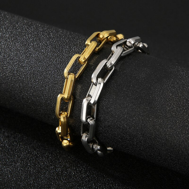 Men's Bracelets Hip Hop Hollow Square Link Chain Stainless Steel Bracelets For Men Vintage Jewelry