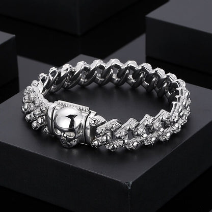 Retro Skeleton Men's Bracelet Stainless Steel Punk Skull Wristband Viking Charm Bangles 2022 Trendy Jewelry for Men