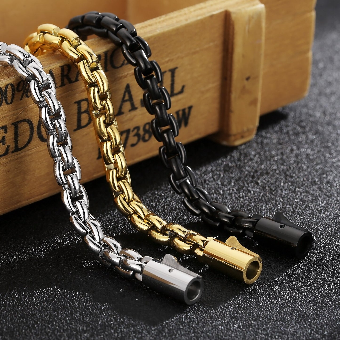 Anchor Chain Thick Gauge Post Clasp Bracelet