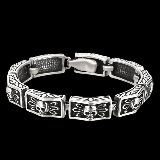Viking Skull Chain Mens Bracelet