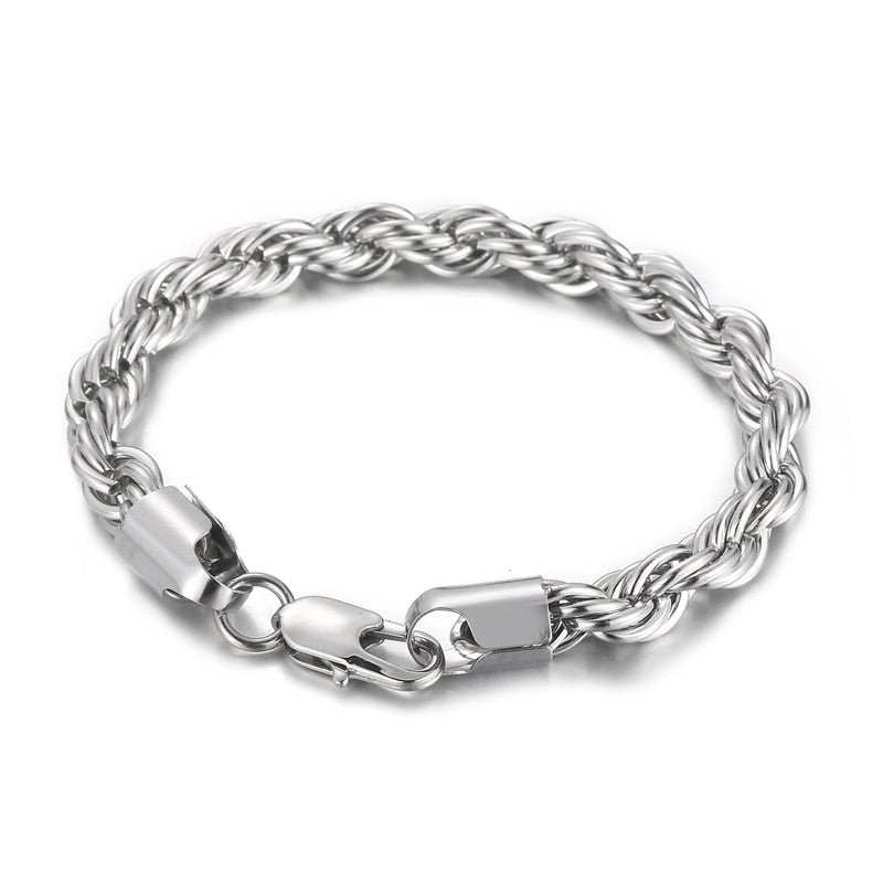 Wholesale Simple Twisted Link Chain Bracelet for Men Stainless Steel Black Hand Chain Bracelets Male Jewelry Gift