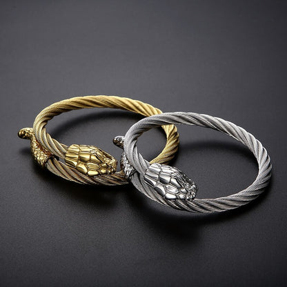 Punk Animal Snake Men's Spiral Twisted Chain Bracelets Stainless Steel Cable Bracelets For Men Gothic Bangle Jewelry