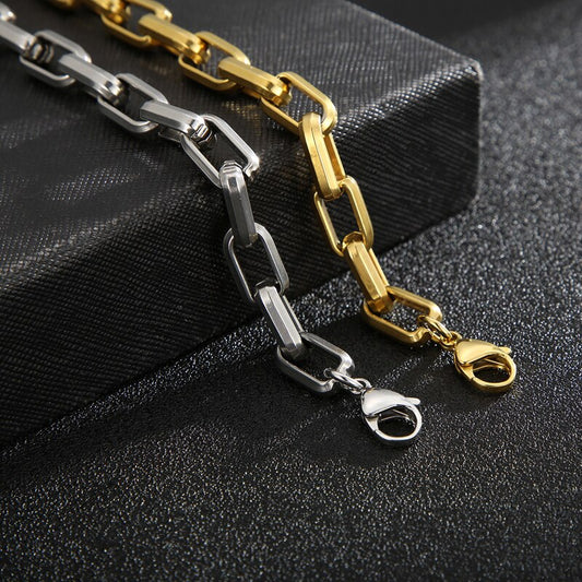 Men's Bracelets Hip Hop Hollow Square Link Chain Stainless Steel Bracelets For Men Vintage Jewelry