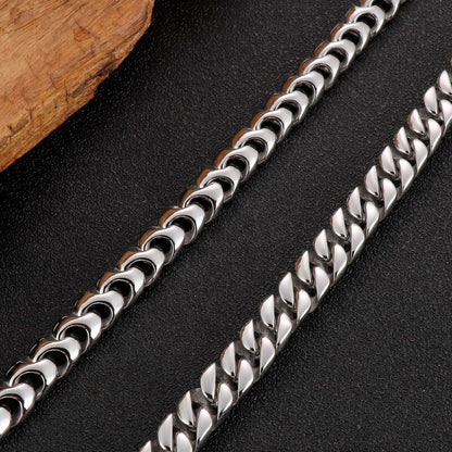 Retro Silver Color Stainless Steel Bracelets for Men Viking Link Cuban Bone Chain Punk Biker Male Bracelets Jewelry