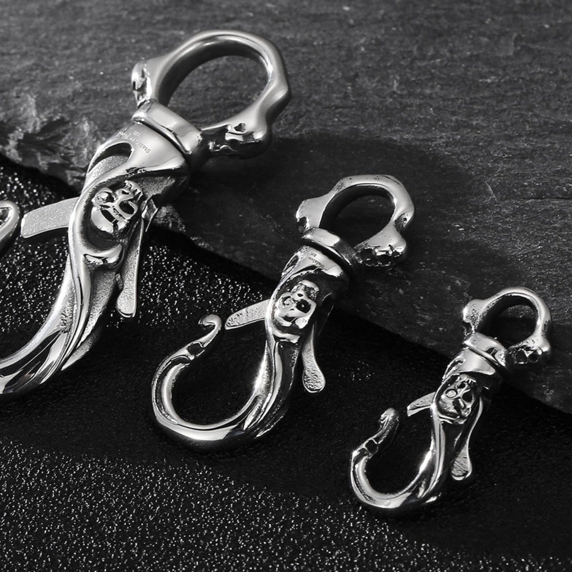 Skull and Scrollwork Lobster Clasp Keychain Fob