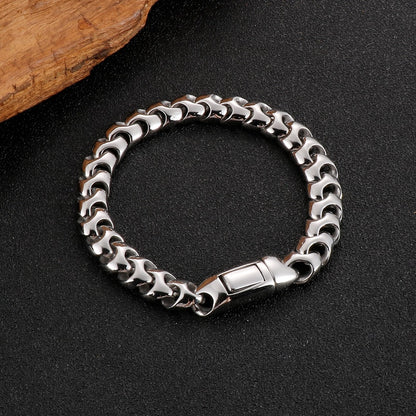 Retro Silver Color Stainless Steel Bracelets for Men Viking Link Cuban Bone Chain Punk Biker Male Bracelets Jewelry