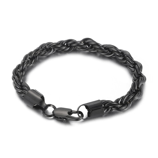 Wholesale Simple Twisted Link Chain Bracelet for Men Stainless Steel Black Hand Chain Bracelets Male Jewelry Gift